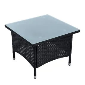 Beistelltisch Tisch Polyrattan Gartentisch Rattan Balkontisch Teetisch Schwarz