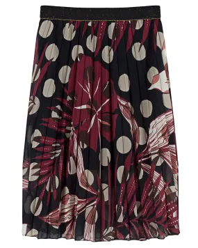 Chiffon Plisseerock Floral für Damen in  bordeaux von Made in Italy