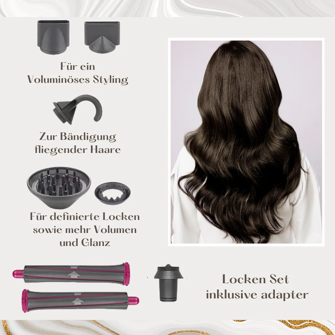 Kabelloser Haargltter + Haartrockner 2.0 + Lockenaufstze