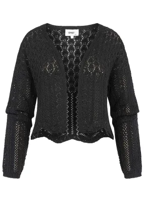 ONLY Damen NOOS Cardigan offene Strickjacke mit V-Neck schwarz