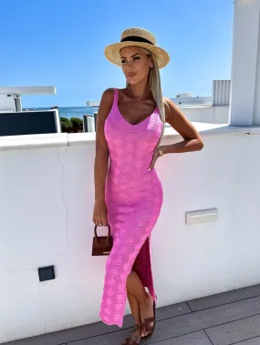 Pinkes Maxikleid Strick