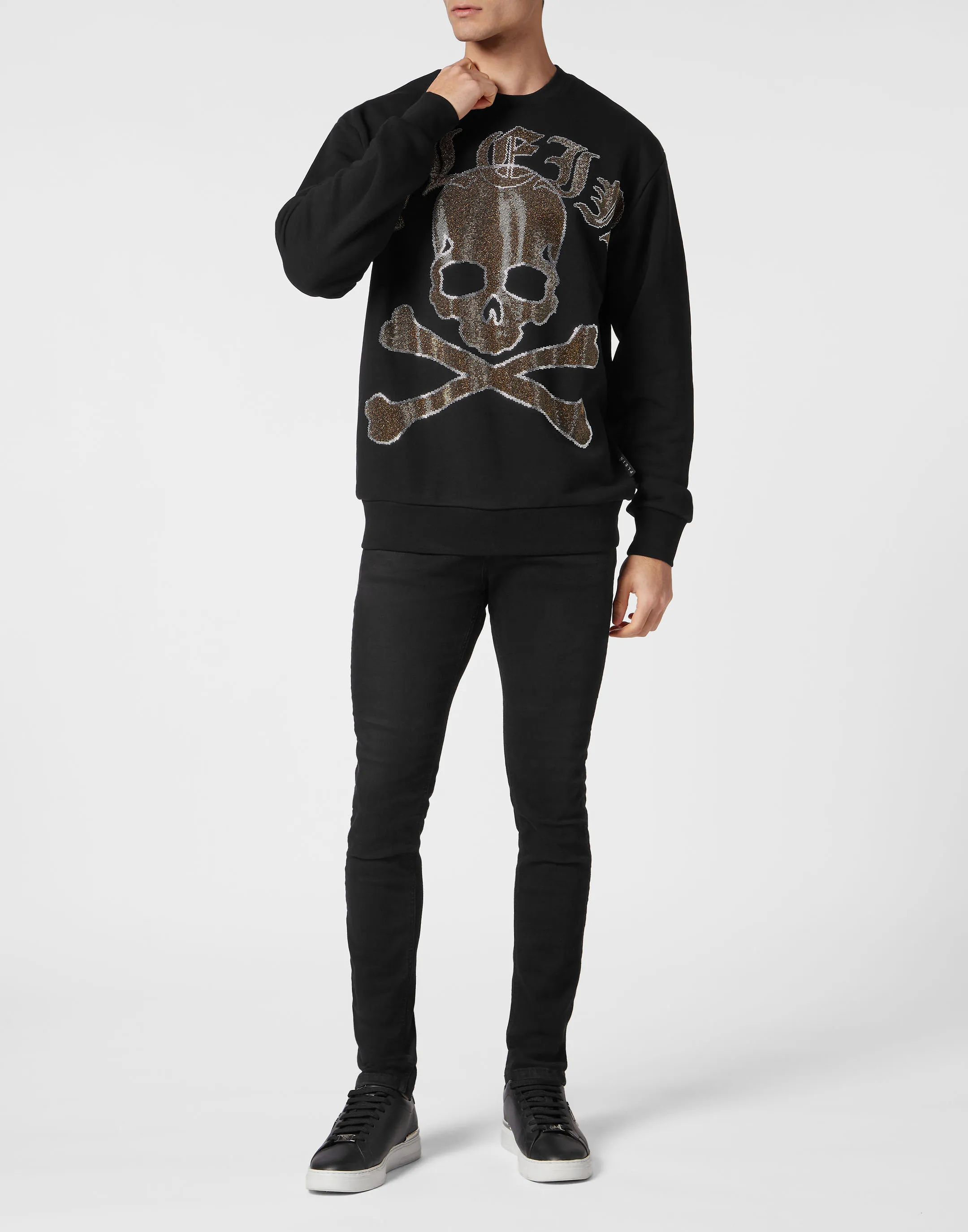 Sweatshirt LS with Crystals Paisley Gothic Plein